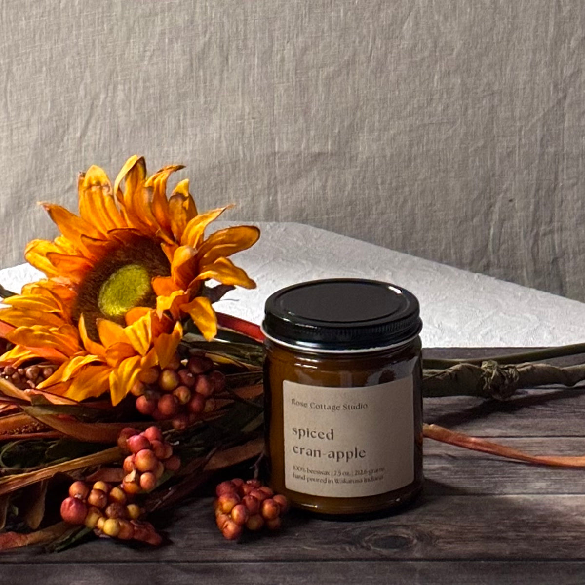 Spiced Cran-Apple Scented Beeswax Candles