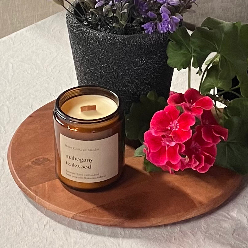 Mahogany Teakwood Beeswax Candle