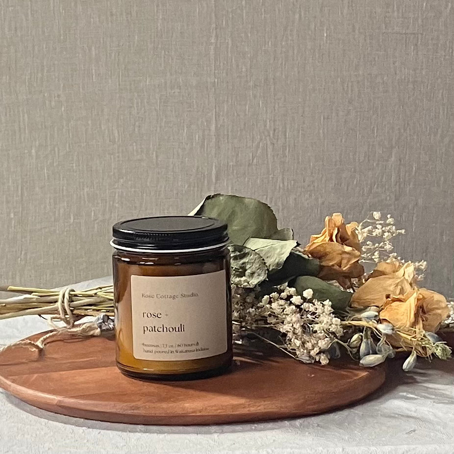 Rose + Patchouli Beeswax Candle
