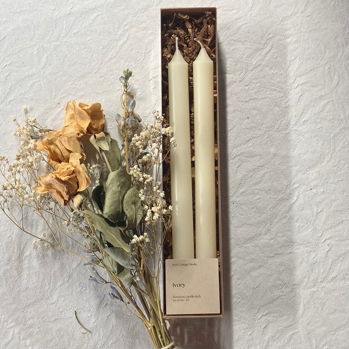 Ivory Beeswax Candlesticks