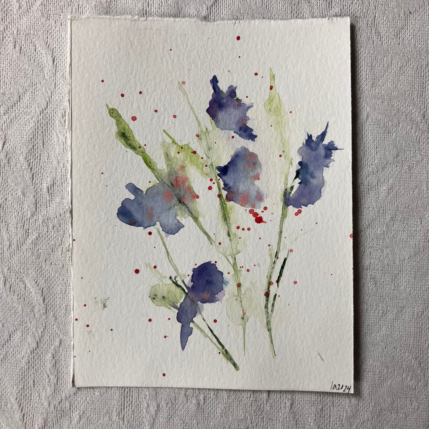 Purple Iris Abstract Watercolor