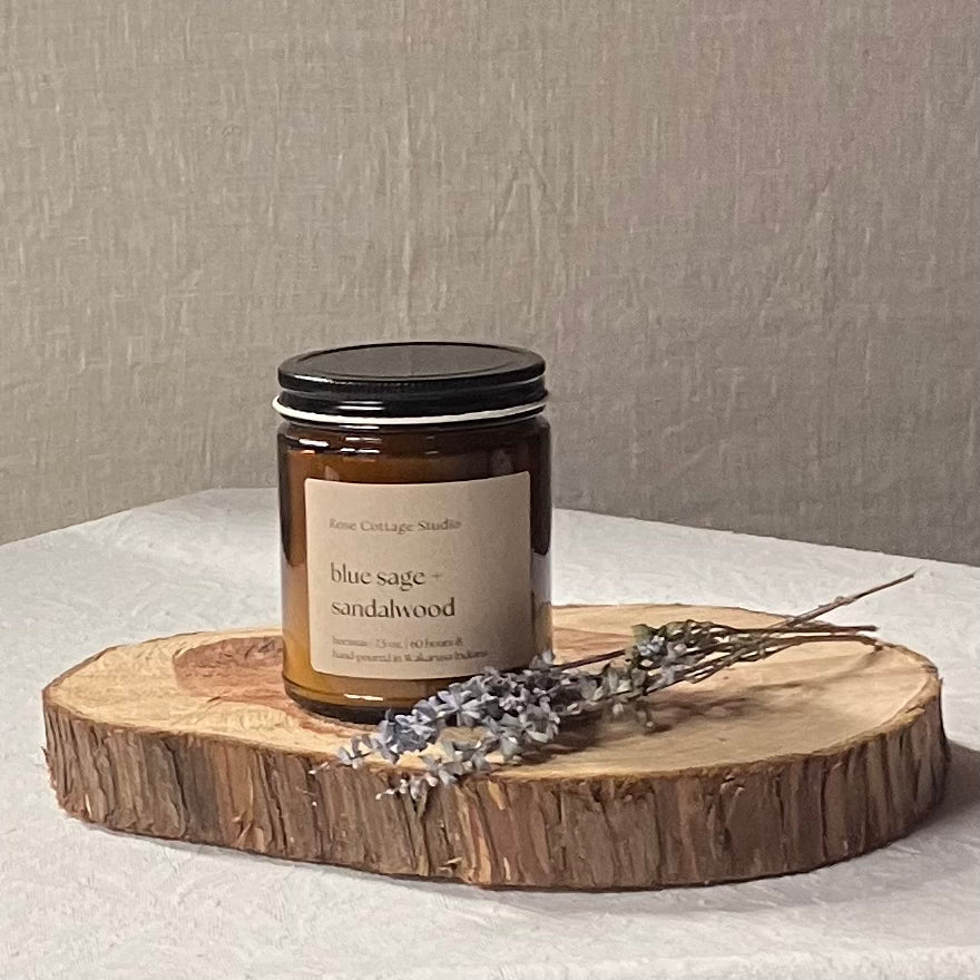 Blue Sage + Sandalwood Beeswax Candle