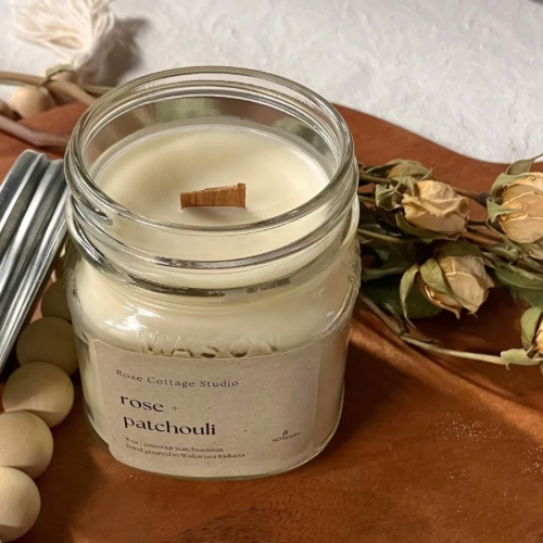 Rose + Patchouli Beeswax Candle