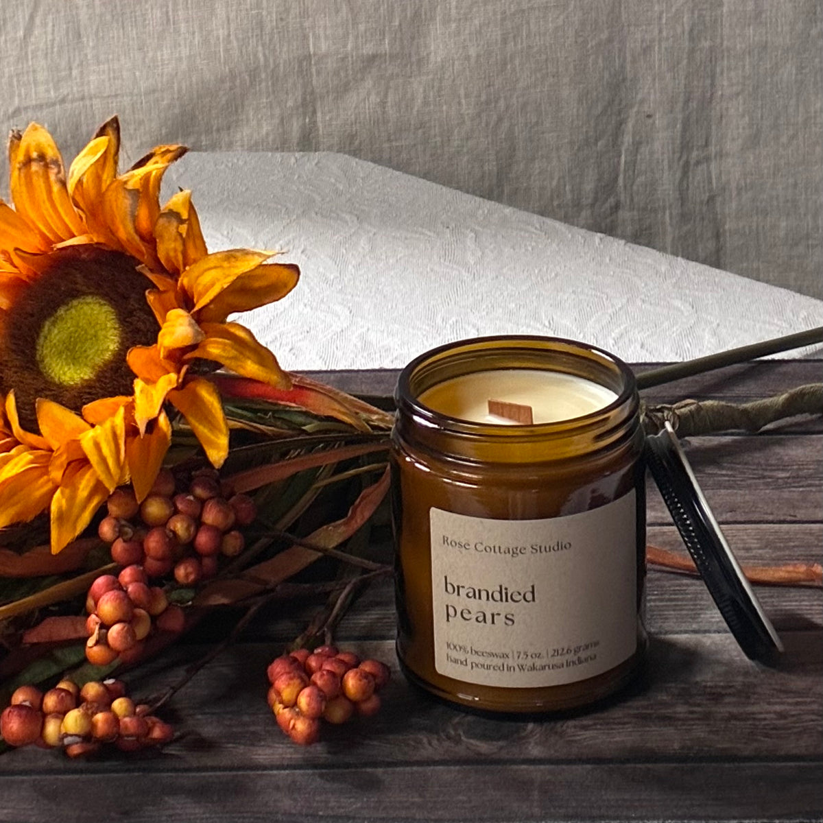Brandied Pear Scented Beeswax Candle