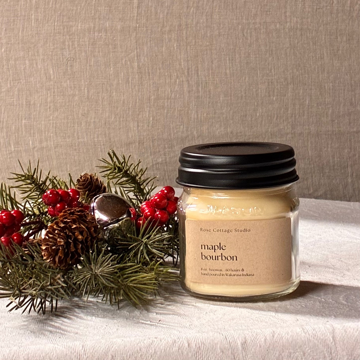 Maple Bourbon Scented Beeswax Candle