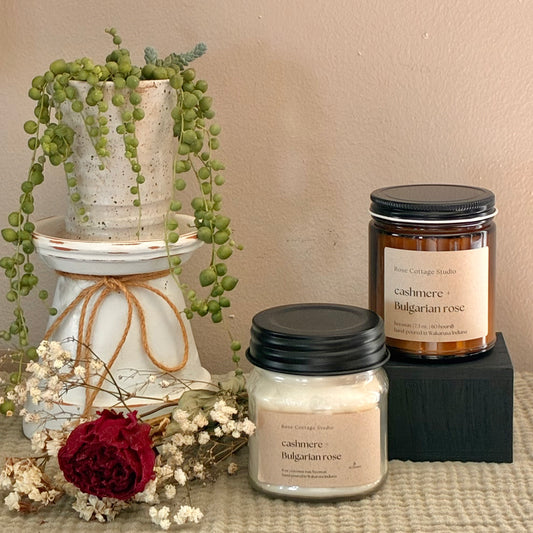 Cashmere + Bulgarian Rose Beeswax Candle